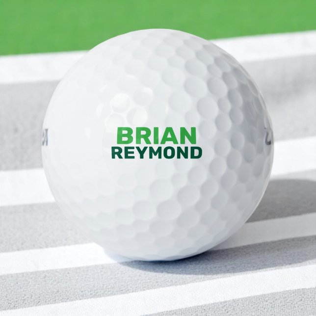 Golfer Simple Green Bold Name  Golf Balls (Creator Uploaded)