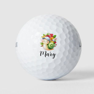 Golfer Snail with Flowers Golf Balls