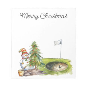 Golfer Snowman in the golf course Notepad
