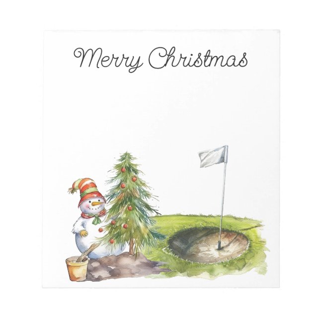 Golfer Snowman in the golf course Notepad (Front)