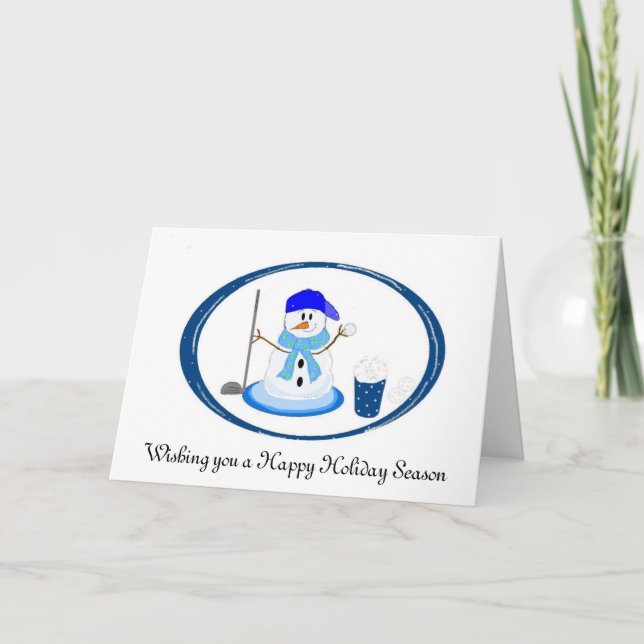Golfer Snowman Wishes Holiday Card (Front)
