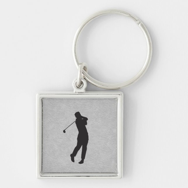 Golfer Sport Design Leather Look  Key Ring (Front)