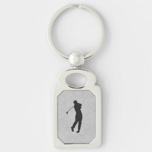 Golfer Sport Design Leather Look Key Ring
