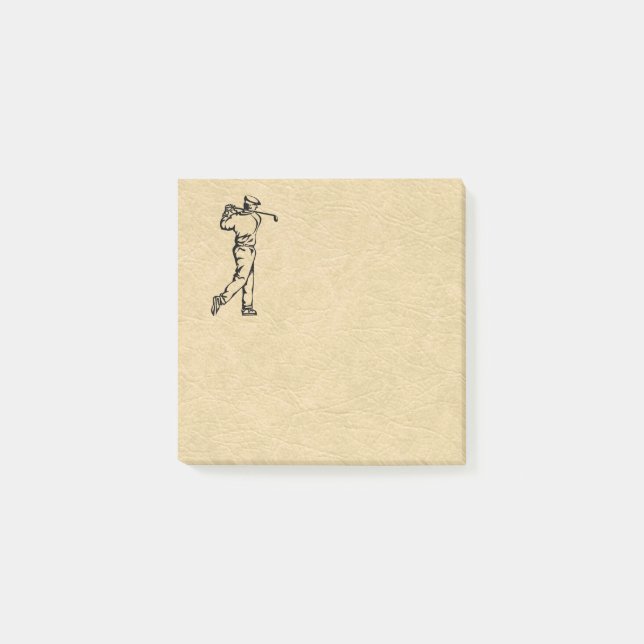 Golfer Sport Design Leather Look Post-it Notes (Front)