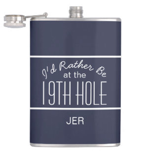 Golfer Sport Golf Course Quote Classic Fun Blue Hip Flask