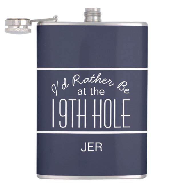 Golfer Sport Golf Course Quote Classic Fun Blue Hip Flask (Opened)
