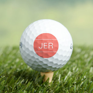 Golfer Sports Equipment Monogrammed Initials Coral Golf Balls