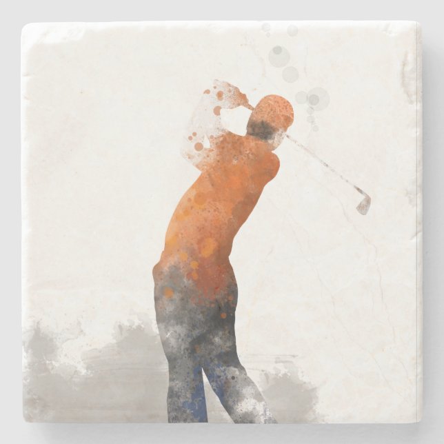GOLFER - Stone Coaster (Front)
