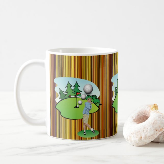 Golfer Stripe Golf Balls Mug (With Donut)