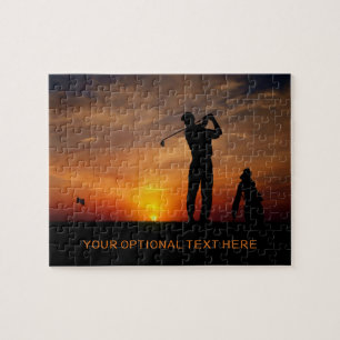 Golfer Sunset custom text puzzle