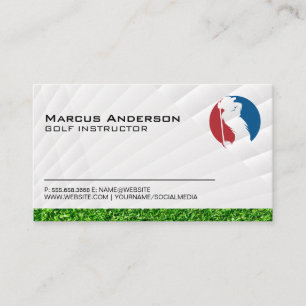 Golfer Swing Classic Logo Grass Business Card
