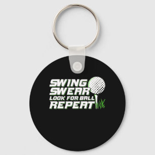 Golfer Swing Sweat Look For Ball Key Ring