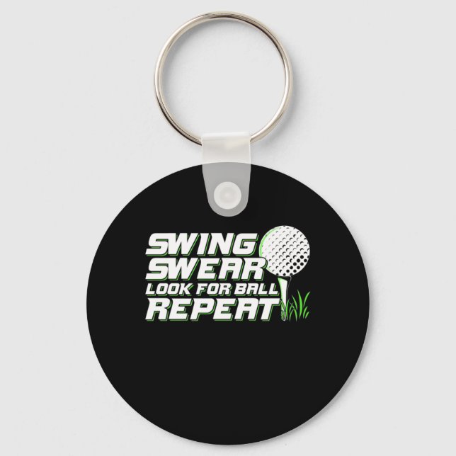 Golfer Swing Sweat Look For Ball Key Ring (Front)