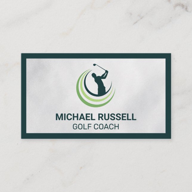 Golfer Swinging Golf Club Business Card (Front)