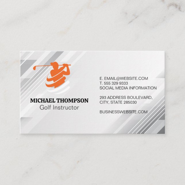 Golfer Swinging Logo | Instructor Business Card (Front)