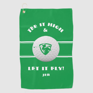 Golfer Tee It High Monogrammed Green Sports Player Golf Towel