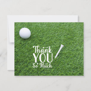 Golfer Thank you card with Golf Ball on Green 