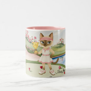 Golfer themed Woman Bachelorette Bride Cat Lovers Two-Tone Coffee Mug