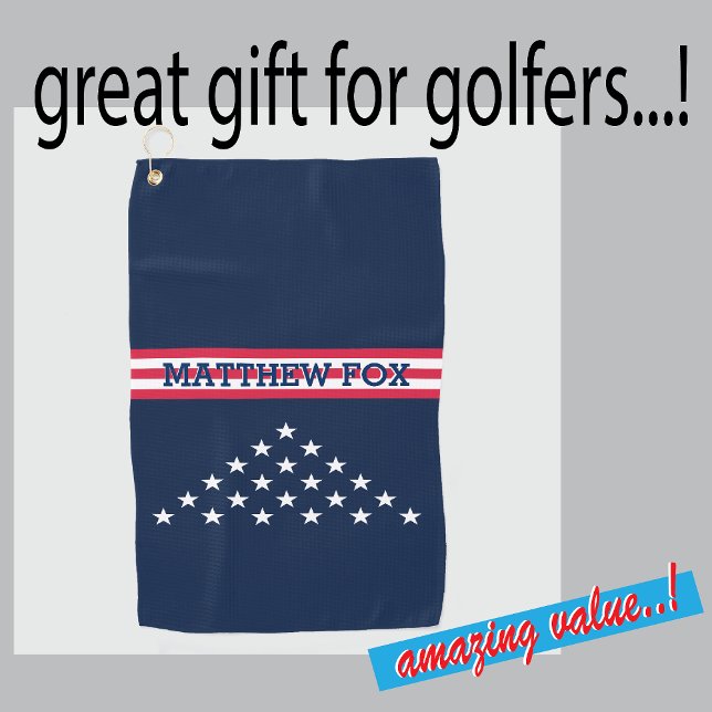 Golfer USA Monogram Fantastic Patriotic Golf Towel (Creator Uploaded)