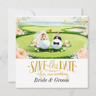 Golfer Wedding Invitation with golf ball on green