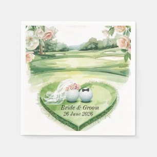 Golfer Wedding with golf ball on green Napkin