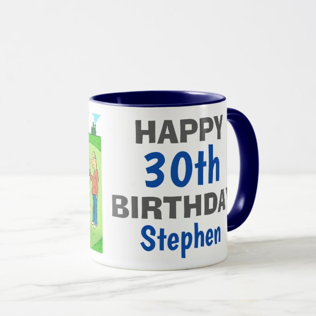 Golfer with a Missed Putt, Birthday Mug (Front Right)