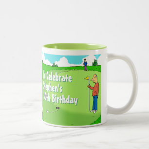 Golfer with a Missed Putt to Personalise Two-Tone Coffee Mug