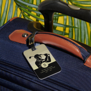 Golfer with Golf Club Elegant Black Luggage Tag