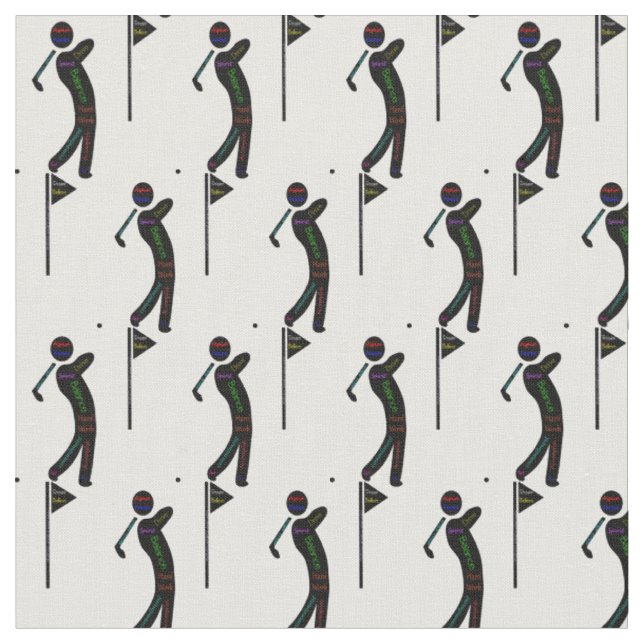 Golfer with Motivational Golfing Words Fabric (Close Up)
