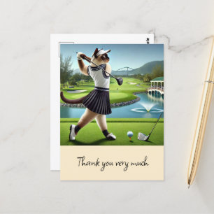 Golfer woman in the golf course for Cat Lovers Postcard