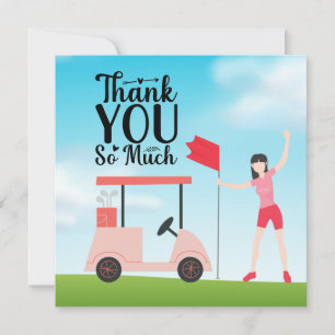 Golfer woman is golfing  thank you card