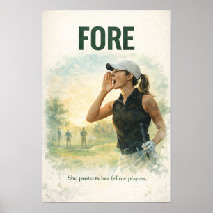 Golfer woman is playing golf poster