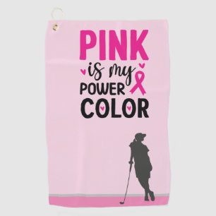 Golfer woman on breast cancer awareness pink   gol golf towel