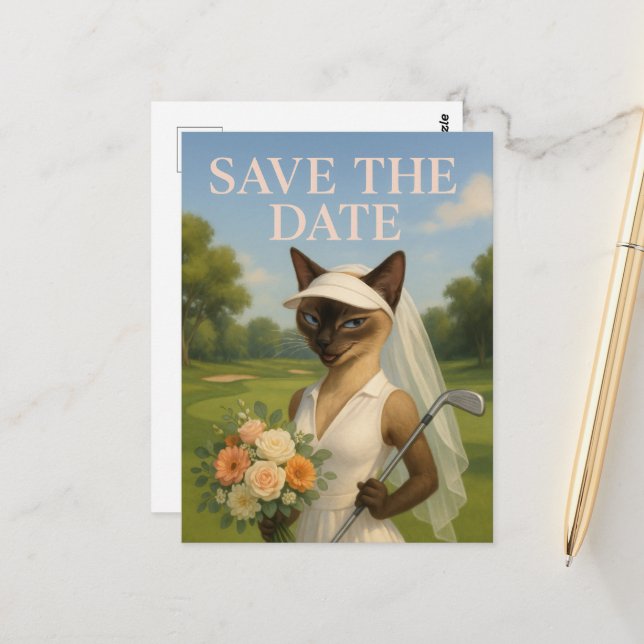 Golfer woman Save the Date Bride Bachelorette  Postcard (Front/Back In Situ)