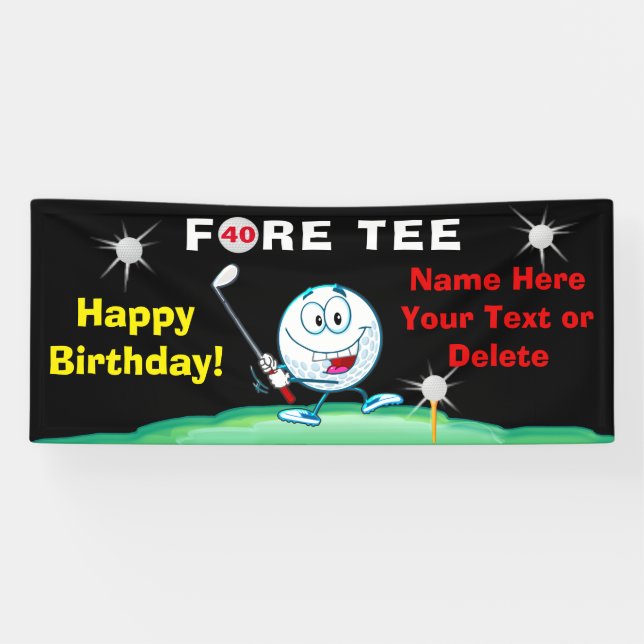 Golfers 40th Birthday Banner Your Text and Colours (Horizontal)