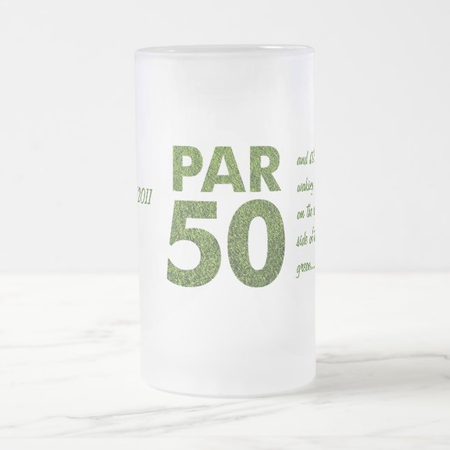 Golfers 50th Birthday Party Frosted Glass Beer Mug (Center)