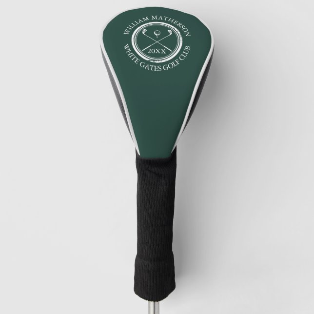 Golfers Club Name Date Emerald Green Golf Head Cover (Front)