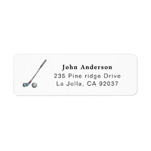 Golfers Golf clubs and ball Return Address