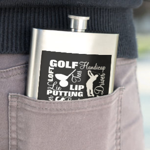 Golfers Golf Terminology Text Graphic Hip Flask