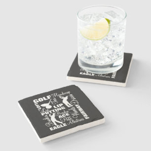 Golfers Golf Terminology Text Graphic Stone Coaster