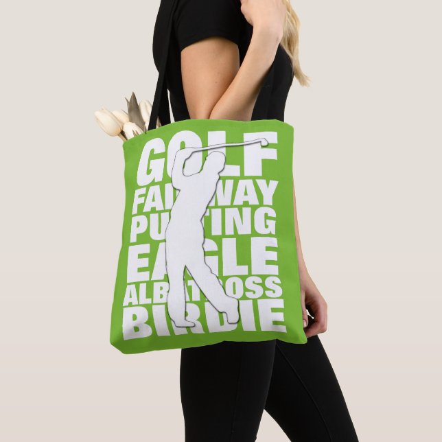 Golfers Golf Terminology Typography Tote Bag (Close Up)