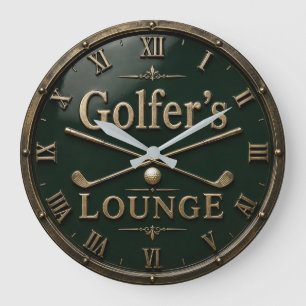 Golfer's Lounge Vintage Golf Club Golfer Gift Large Clock