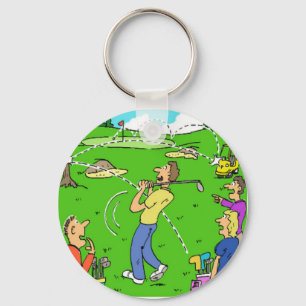 Golfer's Lucky Golf Shot. Funny Golf Cartoon Key Ring