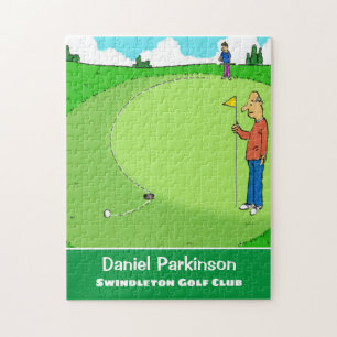 Golfer's Missed Putt Cartoon Jigsaw Puzzle