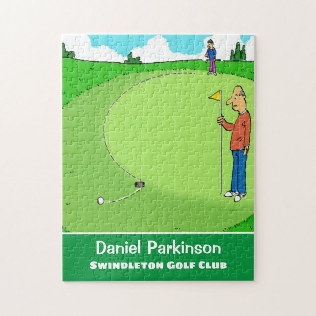 Golfer's Missed Putt Cartoon Jigsaw Puzzle (Vertical)
