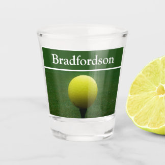 Golfers name Yellow Golf Ball golf course green Shot Glass