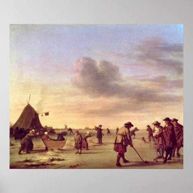 Golfers on the Ice near Haarlem, 1668 Poster (Front)