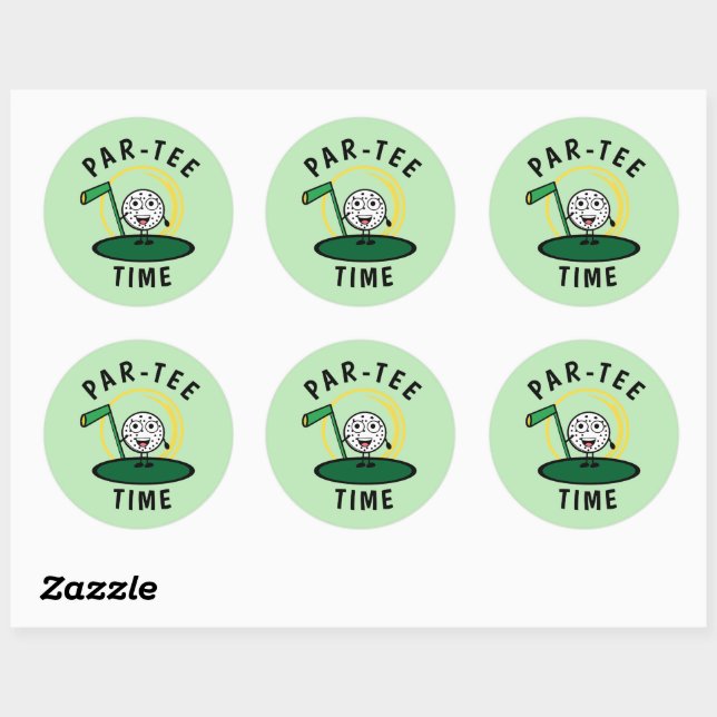 Golfers Par-Tee Time Classic Round Sticker (Sheet)