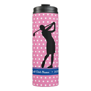 Golfer's Pink Polka Dot Thermal Water Bottle