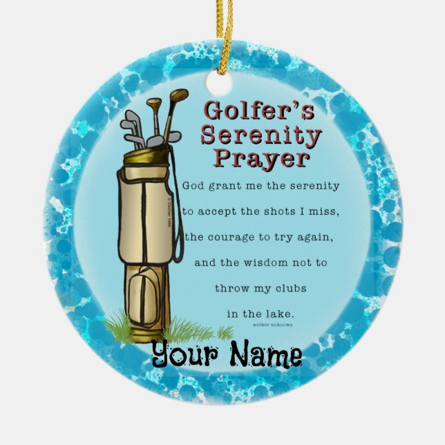 Golfers Prayer golf Ceramic Tree Decoration (Front)